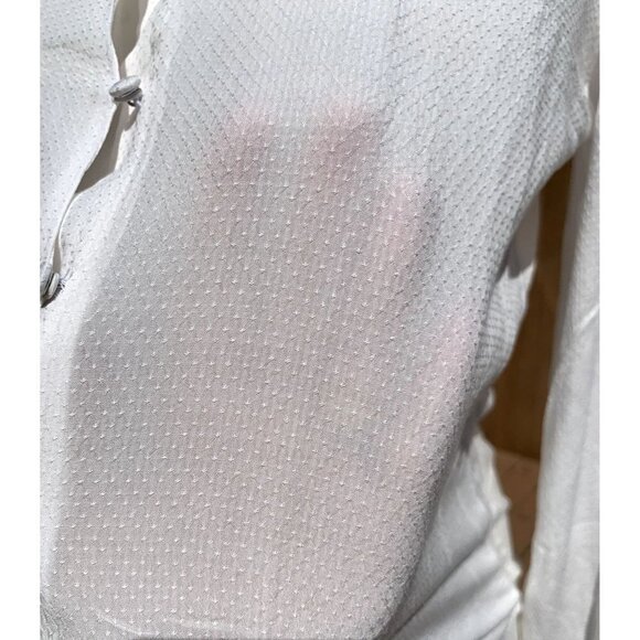 Monoprix Femme French Blouse White Brocade Swiss Dot Cotton Shirt 38 SMALL - Picture 4 of 8